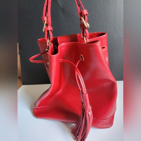 Borse in Pelle NWOT Bucket Bag Purse Red - Picture 4 of 12